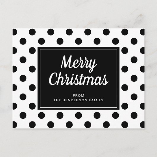 白黒モダン水玉模様メリークリスマス ポストカード (正面)