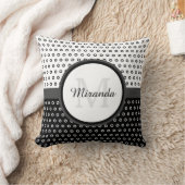 白黒モダン水玉模様モノグラム クッション (ブランケット)