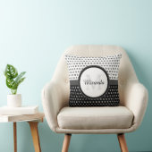 白黒モダン水玉模様モノグラム クッション (椅子)