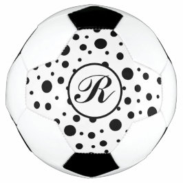 白黒モダン水玉模様モノグラム サッカーボール