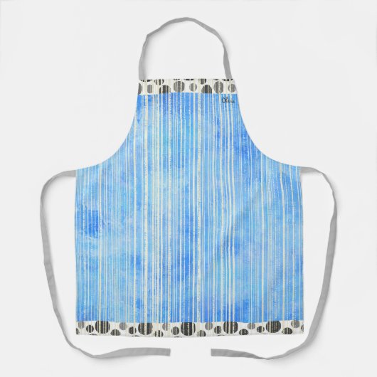 白黒モダン水玉模様 エプロン (正面)