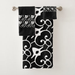 白黒モダン水玉模様 バスタオルセット