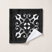 白黒モダン水玉模様 バスタオルセット (ウォッシュタオル)