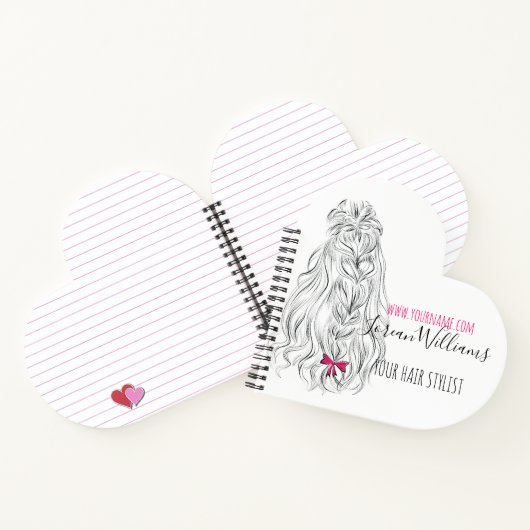 白黒モダン波形ヘアピンクボウヘアスタイリング ノートブック (内部)