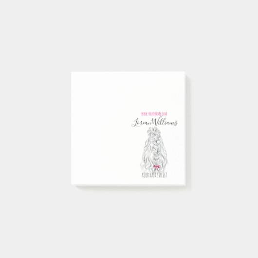 白黒モダン波形ヘアピンクボウヘアスタイリング ポストイット (正面)