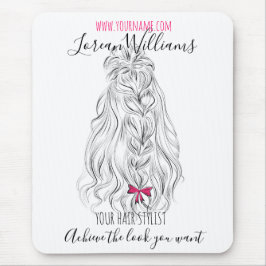 白黒モダン波形ヘアピンクボウヘアスタイリング マウスパッド