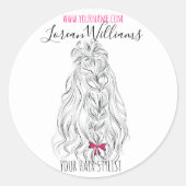 白黒モダン波形ヘアピンクボウヘアスタイリング ラウンドシール (正面)