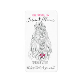 白黒モダン波形ヘアピンクボウヘアスタイリング ラベル