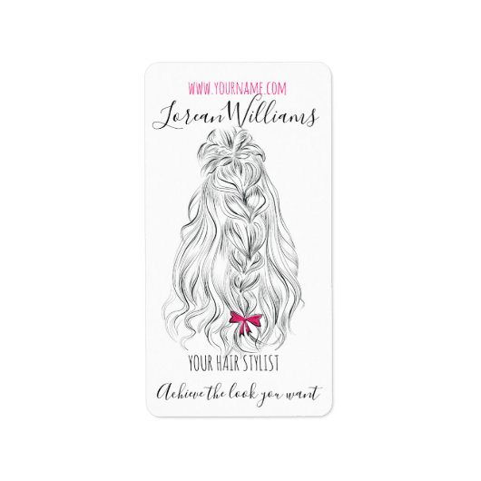 白黒モダン波形ヘアピンクボウヘアスタイリング ラベル (正面)