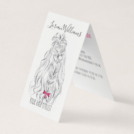 白黒モダン波形ヘアピンクボウヘアスタイリング 名刺