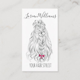 白黒モダン波形ヘアピンクボウヘアスタイリング 名刺