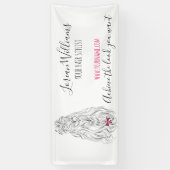 白黒モダン波形ヘアピンクボウヘアスタイリング 横断幕 (縦)