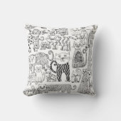 白黒モダン猫の柄 クッション (正面)