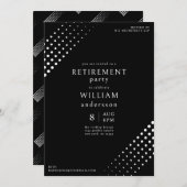白黒モダン男子企業の退職金 招待状 (正面/裏面)