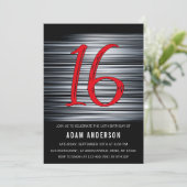 白黒モダン男子16誕生日 招待状 (スタンド正面)