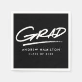 白黒モダン破線 スタンダードカクテルナプキン (正面)