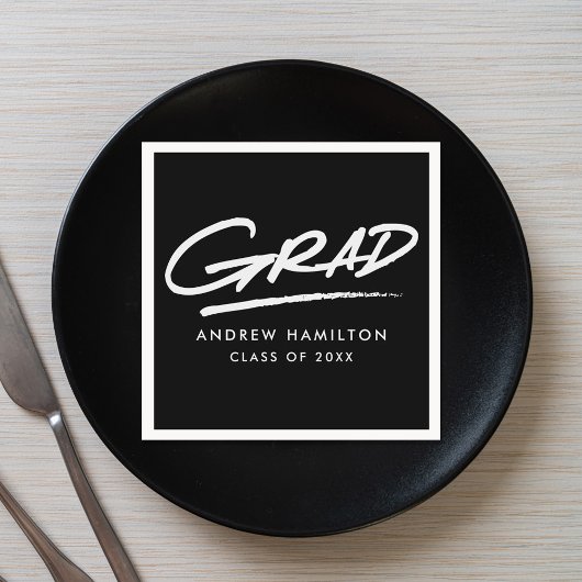 白黒モダン破線 スタンダードカクテルナプキン