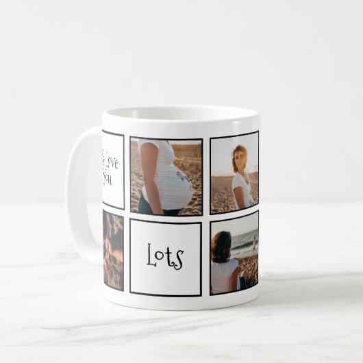 白黒モダン私たちは大好き多くのママ6写真 コーヒーマグカップ (正面左)