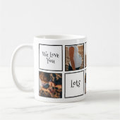 白黒モダン私たちは大好き多くのママ6写真 コーヒーマグカップ (左)