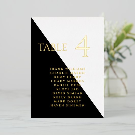 白黒モダン箔テー実在ブル用カード 箔招待状 (立ち正面)