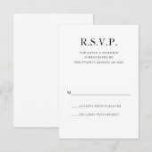 白黒モダン結婚の 出欠カード (正面/裏面)