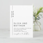 白黒モダン結婚タイポグラフィ+ QR詳細 招待状 (スタンド正面)