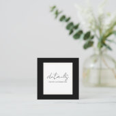 白黒モダン結婚ミニマル詳細 スクエア名刺 (スタンド正面)