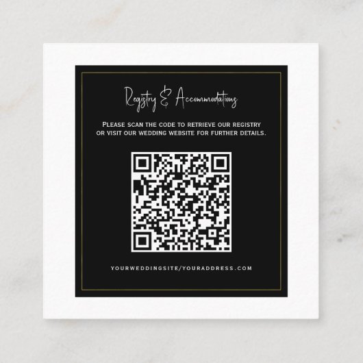 白黒モダン結婚ミニマル詳細 スクエア名刺 (裏面)