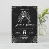 白黒モダン結婚式招待状 招待状 (スタンド正面)