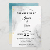 白黒モダン結婚式招待状 招待状 (正面/裏面)