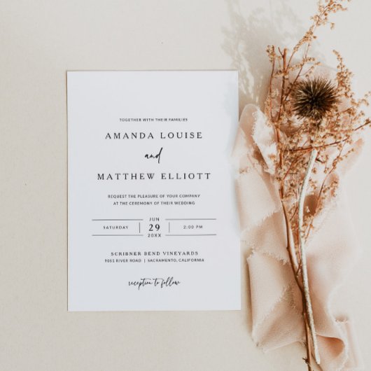 白黒モダン結婚式招待状 招待状