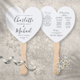 白黒モダン結婚式 プログラムハート ハンドファン