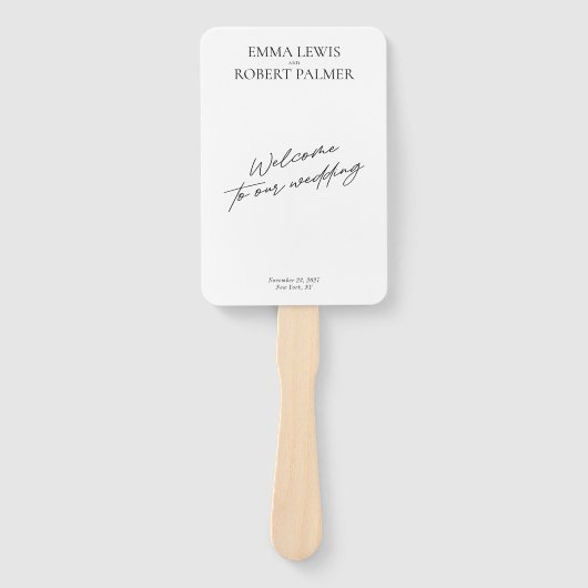 白黒モダン結婚式 プログラムファン ハンドファン (正面)