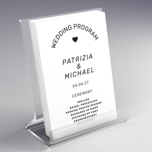 白黒モダン結婚式 プログラム チラシ