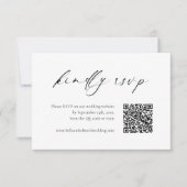白黒モダン結婚式RSVP QRコードカード サンキューカード (正面)