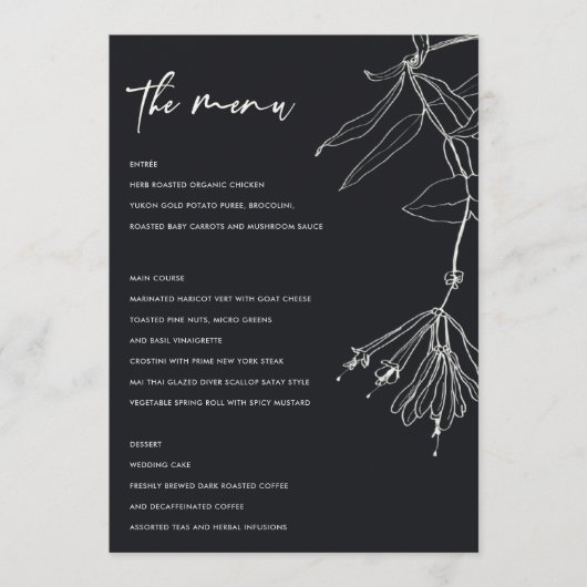 白黒モダン線スケッチフローラメニュー メニュー (正面)