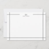 白黒モダン線モノグラ縁どム ノートカード (裏面)