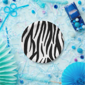 白黒モダン縞模様 ペーパープレート (パーティー)