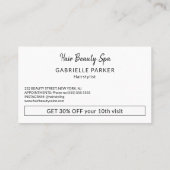 白黒モダン美しいサロンロイヤリティパンチ 名刺 (裏面)