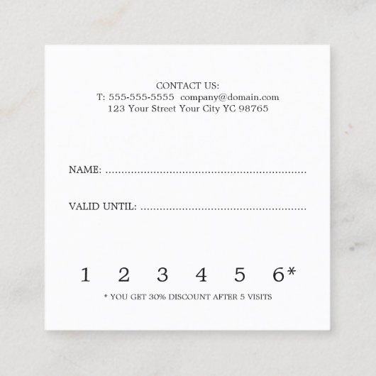 白黒モダン美しいロイヤリティカード ロイヤリティカード (裏面)