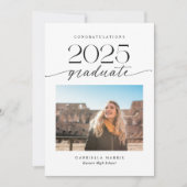 白黒モダン脚本1写真の卒業 案内状 (正面)