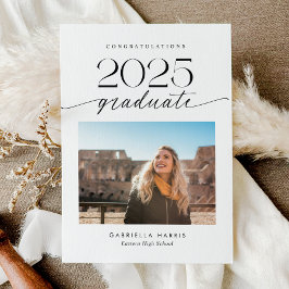 白黒モダン脚本1写真の卒業 案内状