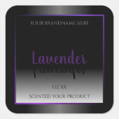 白黒モダン製品ラベル紫色の枠 スクエアシール (正面)