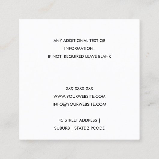 白黒モダン計算機コインアイコン会計 スクエア名刺 (裏面)