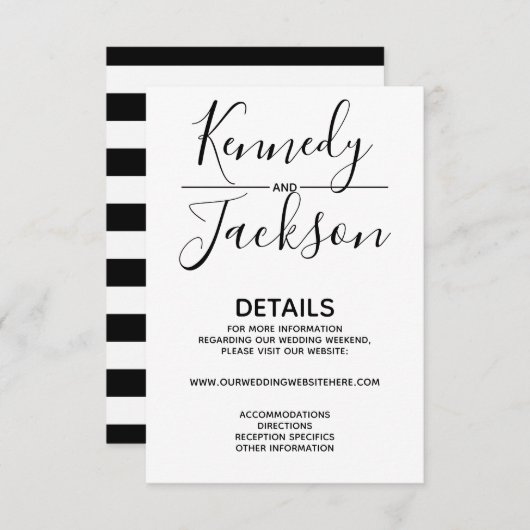 白黒モダン詳細結婚書道 エンクロージャーカード (正面/裏面)