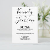 白黒モダン詳細結婚書道 エンクロージャーカード (スタンド正面)