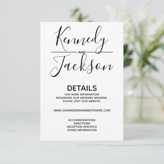 白黒モダン詳細結婚書道 エンクロージャーカード (スタンド正面)