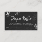 白黒モダン赤ちゃんシャワーおむつラッフル エンクロージャーカード (正面)