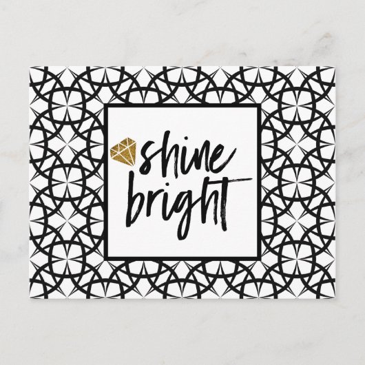 白黒モダン金ゴールドアートカードシャイン ポストカード (正面)