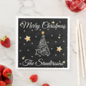 白黒モダン金ゴールドクリスマスウェーブツリー (インサイチュ)